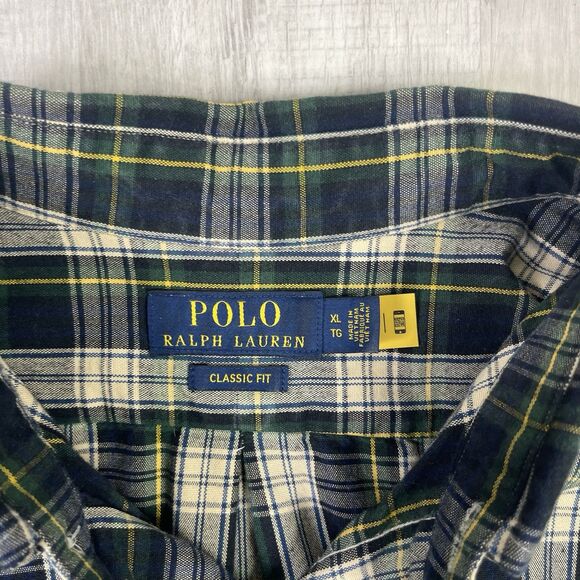 Polo Ralph Lauren XL Green/Blue Plaid Classic Fit Long Sleeve EUC Button Down O - Picture 6 of 10